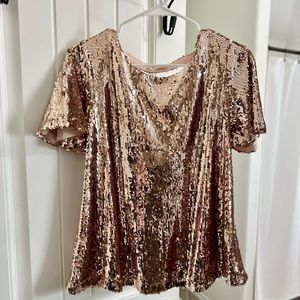 Altar’d State Rose Gold Sequin Blouse- size M